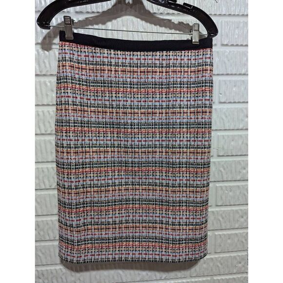 Talbots Women's Red & Blue Metallic Silver Thread Fully Lined Straight Skirt Siz - Picture 1 of 7